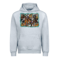 Heather Grey bucking bronco rodeo revolver western background Urban Hoodie - AdoDesignShop