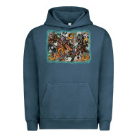 Pigment Midnight Navy bucking bronco rodeo revolver western background Urban Hoodie - AdoDesignShop