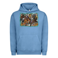 Pigment Pebble Blue bucking bronco rodeo revolver western background Urban Hoodie - AdoDesignShop