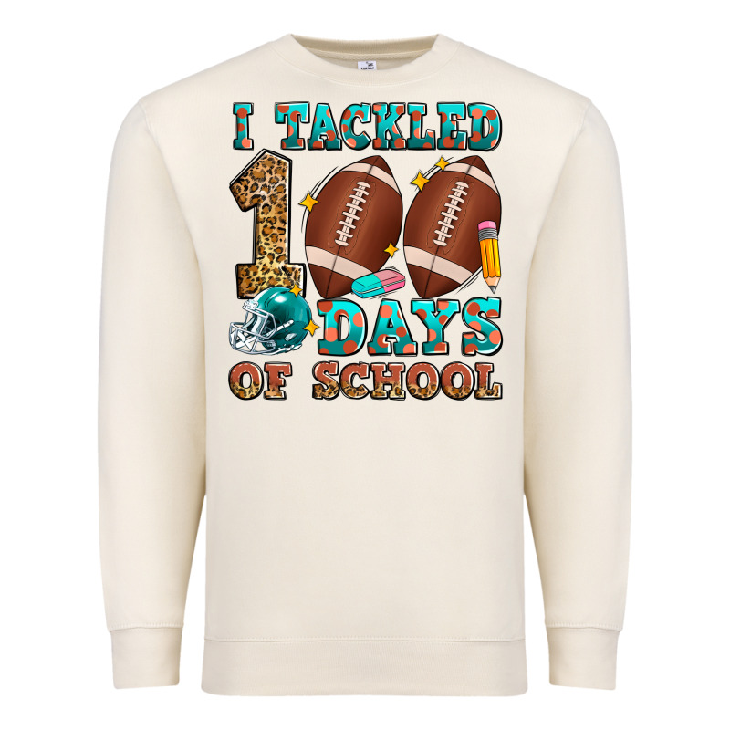 I Tackled 100 Days Of School American Football Premium Sweatshirt by Zillion Design Studio | Teevron