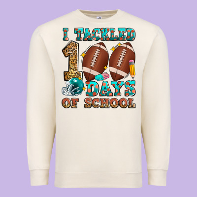 I Tackled 100 Days Of School American Football Premium Sweatshirt Designed By Zillion Design Studio