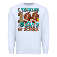 White i tackled 100 days of school american football Premium Sweatshirt - Zillion Design Studio