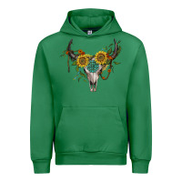 Emerald boho bullskull with sunflower and gemstone Urban Hoodie - Artiststas