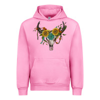 Fuchsia Pink boho bullskull with sunflower and gemstone Urban Hoodie - Artiststas