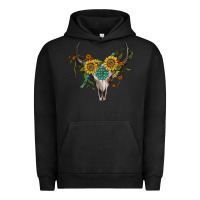 Pigment Black boho bullskull with sunflower and gemstone Urban Hoodie - Artiststas