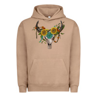 Pigment Burro boho bullskull with sunflower and gemstone Urban Hoodie - Artiststas