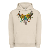 Pigment French Oak boho bullskull with sunflower and gemstone Urban Hoodie - Artiststas