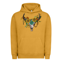 Pigment Peanut Butter boho bullskull with sunflower and gemstone Urban Hoodie - Artiststas