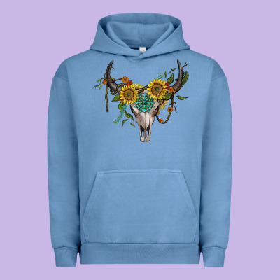 Boho Bullskull With Sunflower And Gemstone Urban Hoodie Designed By Artiststas