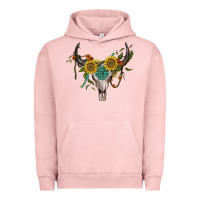 Pigment Salmon boho bullskull with sunflower and gemstone Urban Hoodie - Artiststas