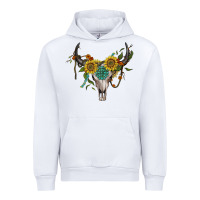 White boho bullskull with sunflower and gemstone Urban Hoodie - Artiststas