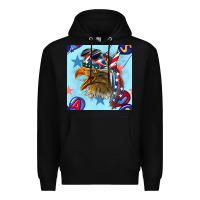 Black mullet eagle with balloon seamless pattern Premium Hoodie - BundleAndBundleShop