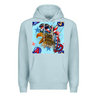Blue Mist mullet eagle with balloon seamless pattern Premium Hoodie - BundleAndBundleShop