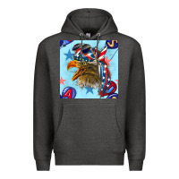 Charcoal Heather mullet eagle with balloon seamless pattern Premium Hoodie - BundleAndBundleShop