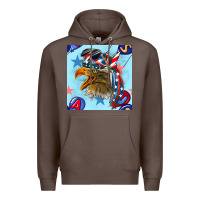 Coffee mullet eagle with balloon seamless pattern Premium Hoodie - BundleAndBundleShop