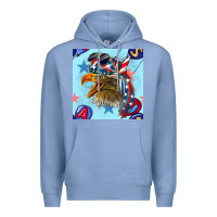 Colony Blue mullet eagle with balloon seamless pattern Premium Hoodie - BundleAndBundleShop