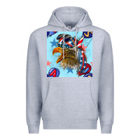Heather Grey mullet eagle with balloon seamless pattern Premium Hoodie - BundleAndBundleShop