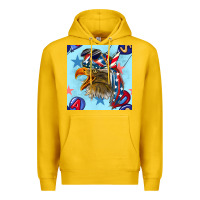 Lemon mullet eagle with balloon seamless pattern Premium Hoodie - BundleAndBundleShop