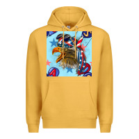 Mustard mullet eagle with balloon seamless pattern Premium Hoodie - BundleAndBundleShop