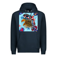 Navy mullet eagle with balloon seamless pattern Premium Hoodie - BundleAndBundleShop