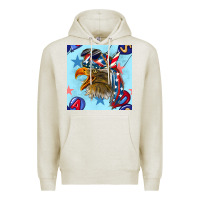 Oatmeal Heather mullet eagle with balloon seamless pattern Premium Hoodie - BundleAndBundleShop