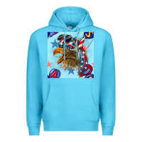 Ocean Blue mullet eagle with balloon seamless pattern Premium Hoodie - BundleAndBundleShop