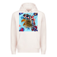 Pale Pink mullet eagle with balloon seamless pattern Premium Hoodie - BundleAndBundleShop