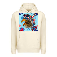 Sandshell mullet eagle with balloon seamless pattern Premium Hoodie - BundleAndBundleShop