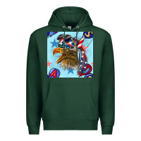 Sports Green mullet eagle with balloon seamless pattern Premium Hoodie - BundleAndBundleShop