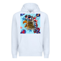 White mullet eagle with balloon seamless pattern Premium Hoodie - BundleAndBundleShop