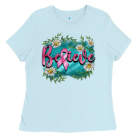 Baby Blue breast cancer believe Ladies Tee - BarkalooDesign
