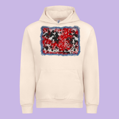 Bandana Cowhide Denim Background Urban Hoodie Designed By Adodesignshop