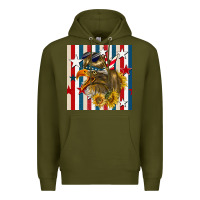 Army Green mullet eagle seamless pattern Premium Hoodie - BundleAndBundleShop