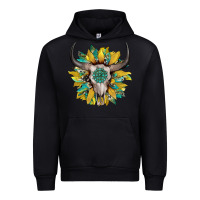 Black boho bullskull with sunflower and gemstone Urban Hoodie - Artiststas