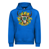 Cobalt boho bullskull with sunflower and gemstone Urban Hoodie - Artiststas