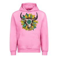 Fuchsia Pink boho bullskull with sunflower and gemstone Urban Hoodie - Artiststas