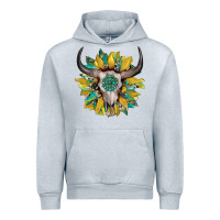 Heather Grey boho bullskull with sunflower and gemstone Urban Hoodie - Artiststas
