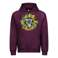 Mauve Wine boho bullskull with sunflower and gemstone Urban Hoodie - Artiststas
