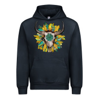 Navy boho bullskull with sunflower and gemstone Urban Hoodie - Artiststas