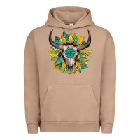 Pigment Burro boho bullskull with sunflower and gemstone Urban Hoodie - Artiststas