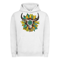Pigment Lunar Rock boho bullskull with sunflower and gemstone Urban Hoodie - Artiststas