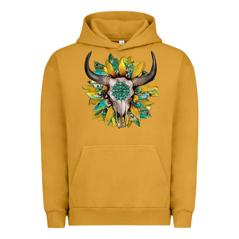 Boho Bullskull With Sunflower And Gemstone Urban Hoodie by Artiststas | Teevron