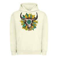Pigment Pistachio boho bullskull with sunflower and gemstone Urban Hoodie - Artiststas