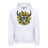 White boho bullskull with sunflower and gemstone Urban Hoodie - Artiststas