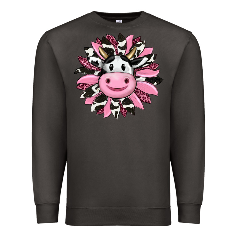 Pink Leopard Sunflower Cow Premium Sweatshirt by RanaPortraitStore | Teevron