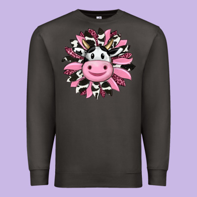 Pink Leopard Sunflower Cow Premium Sweatshirt Designed By Ranaportraitstore