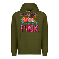 Army Green in october we wear pink with pumpkins Premium Hoodie - AdoDesignShop