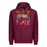 Burgundy in october we wear pink with pumpkins Premium Hoodie - AdoDesignShop