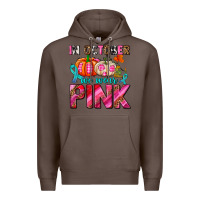 Coffee in october we wear pink with pumpkins Premium Hoodie - AdoDesignShop
