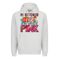 Dove Grey in october we wear pink with pumpkins Premium Hoodie - AdoDesignShop